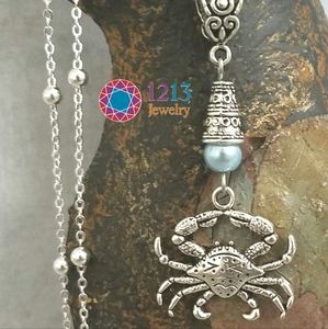 Handcreated Crab Necklace on a Sterling Silver Chain